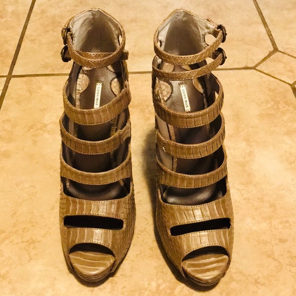 Leon Max Genuine Snakeskin Tan Heels Size 9 - Picture 6 of 8